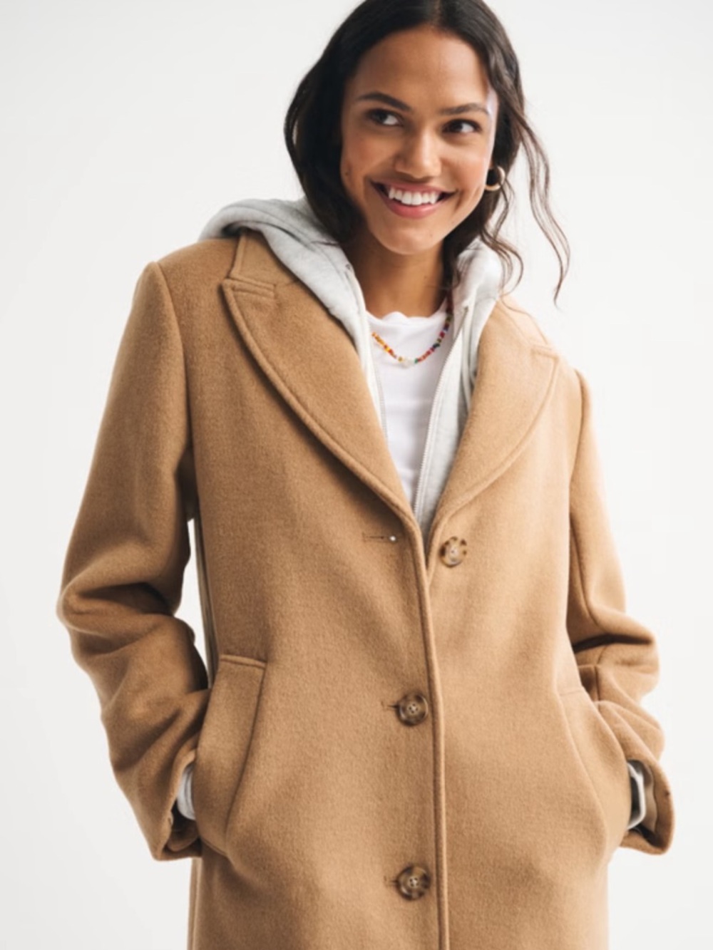 Abercrombie & Fitch Wool Blend Tailored Coat